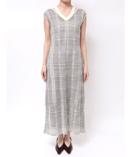 LagunaMoon シアーチェックニットワンピース