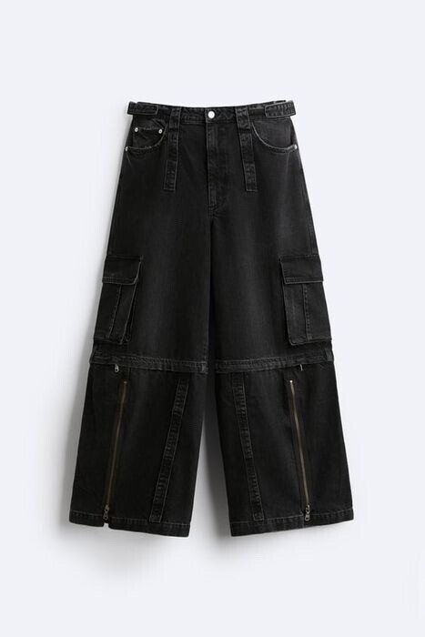 ZARA ジッパー FLARED デニムパンツ