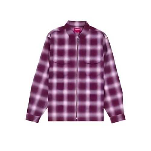 Supreme Shadow Plaid Flannel Zip Up Shirt