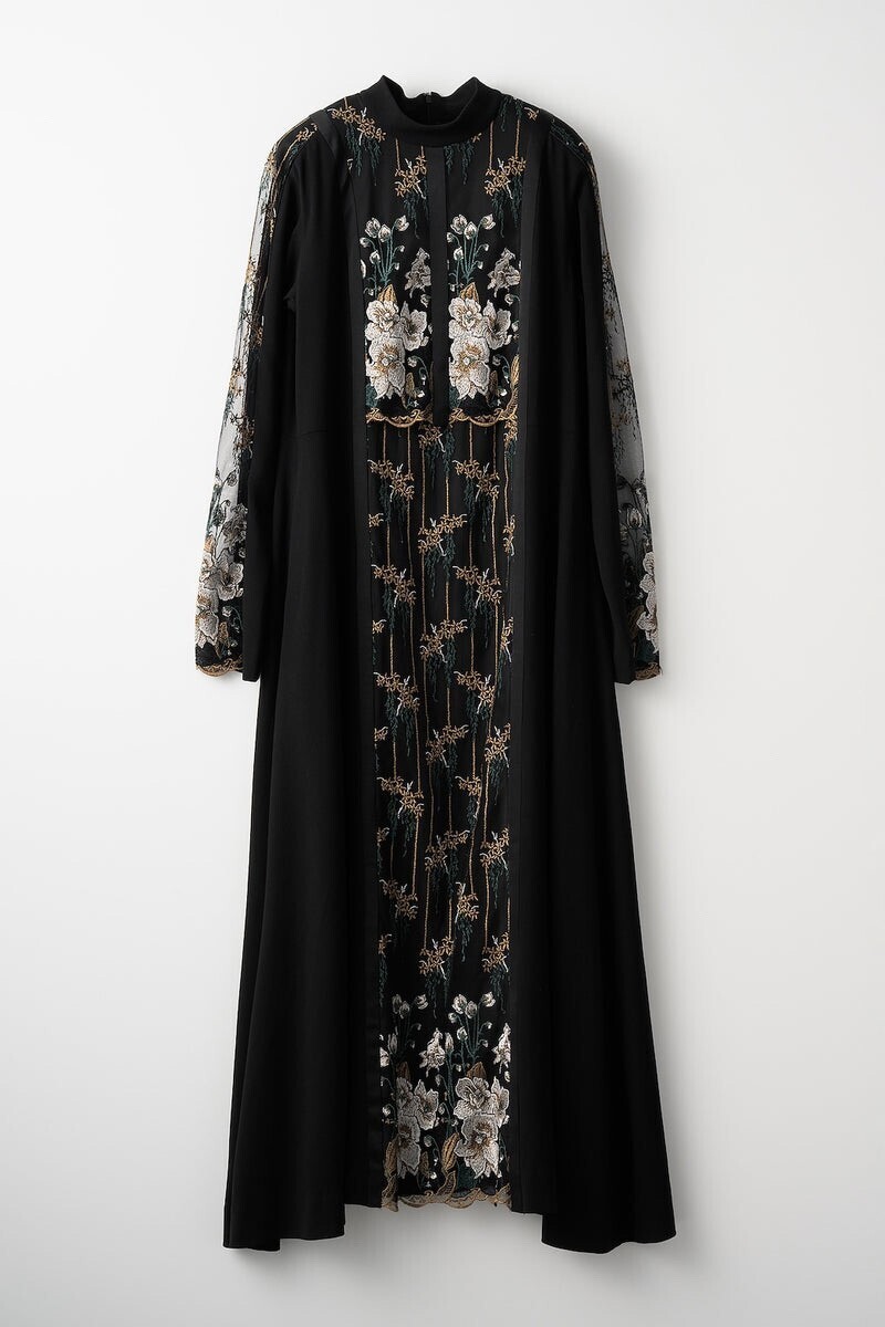 MURRAL Framed flower lace dress (Black)