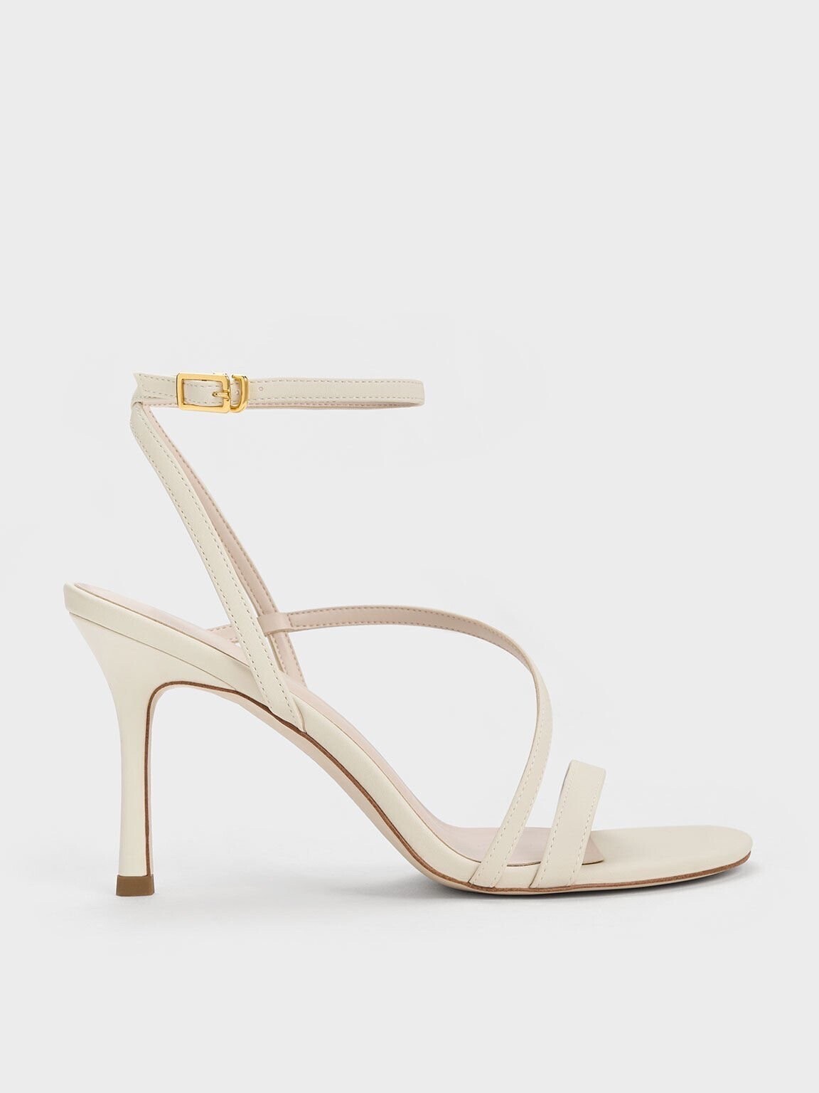 CHARLES & KEITH アシメトリック ストラッピーヒールサンダル - チョーク