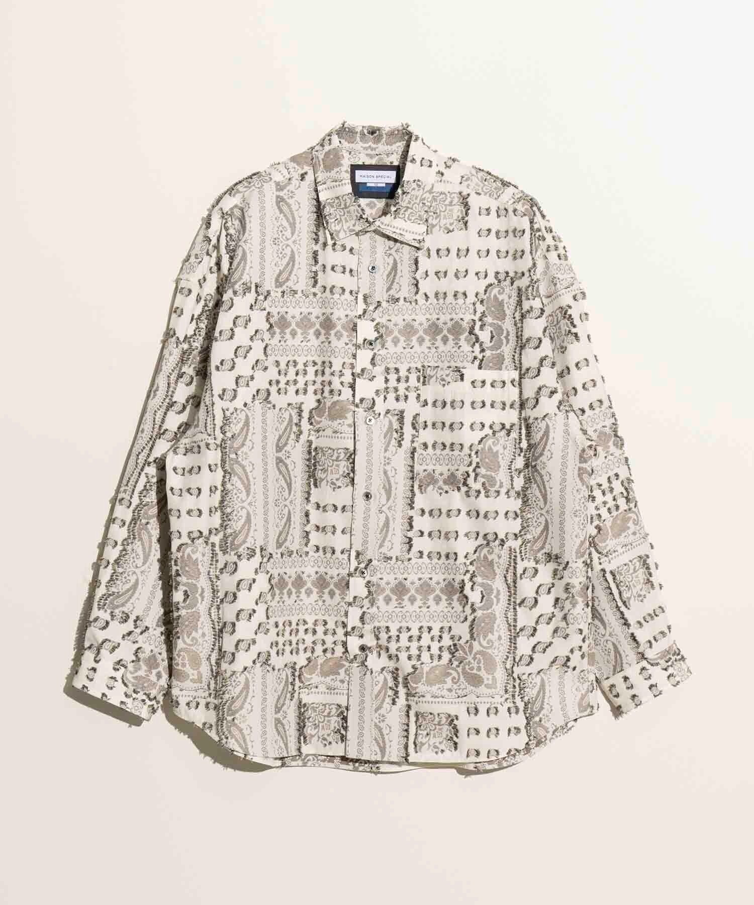 MAISON SPECIAL 《UNISEX》Prime-Over Damask Cut Jacquard Shirt