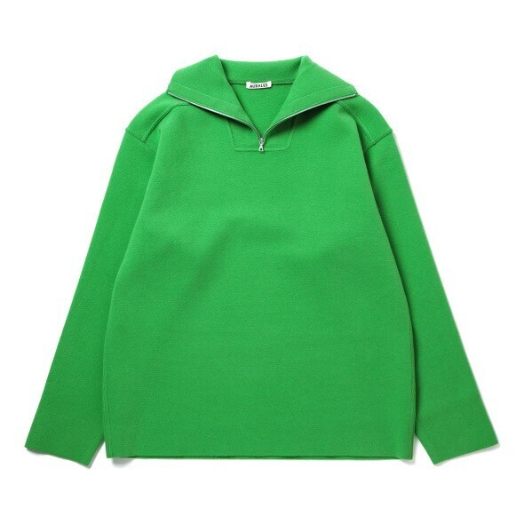 AURALEE HEAVY MILANO RIB KNIT ZIP TURTLE