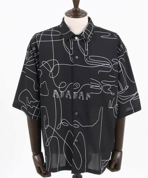 ADAM PATEK mhs2138- line art short sleeve shirt プリントシャツ
