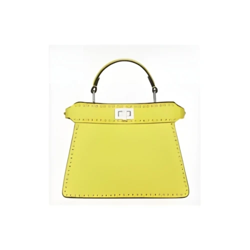 FENDI 306本の手縫いトップステッチ入りアシッドイエロー セレリアバッグ