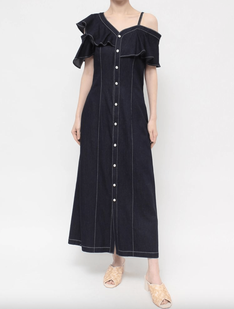 dazzlin アシメラッフルラインワンピース
