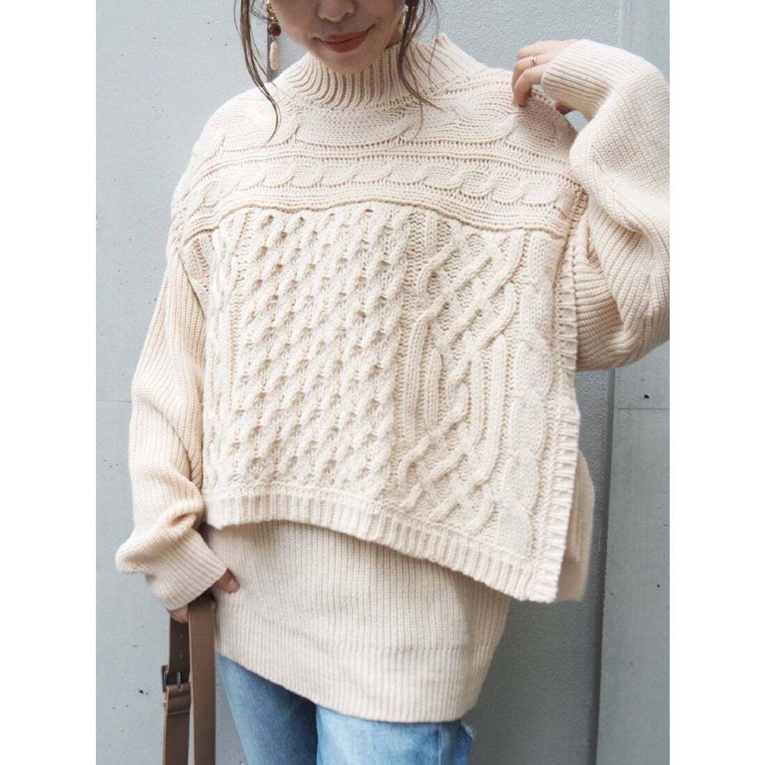 EVRIS ケーブルベストレイヤードニットトップス