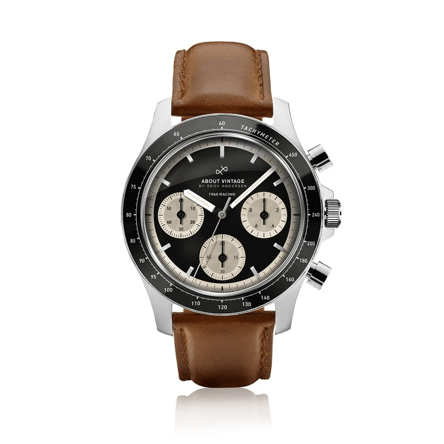 About Vintage 1960 Racing Black & Off White パンダ（茶色レザーベルト）