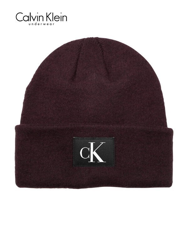 Calvin Klein KEY ITEM WOVEN CK PATCH CUFF HAT ニット帽