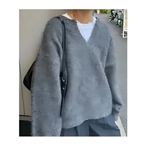 feepur ウール混起毛キーネックニット