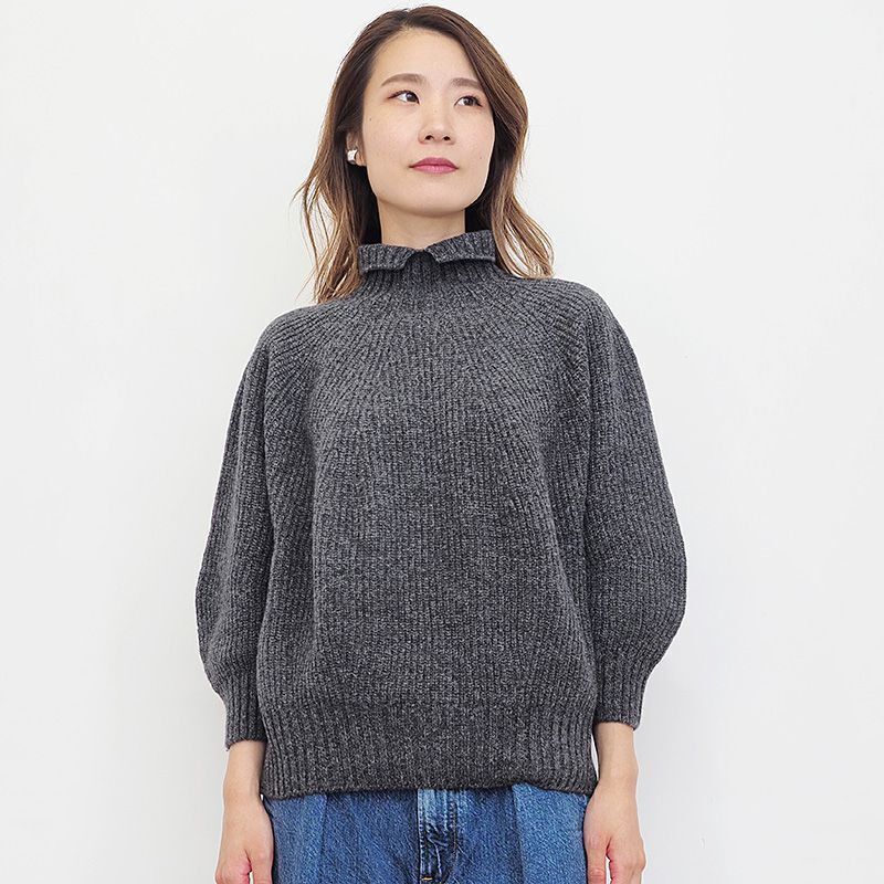 unfil superfine lambs wool ribbed-knit high neck sweater