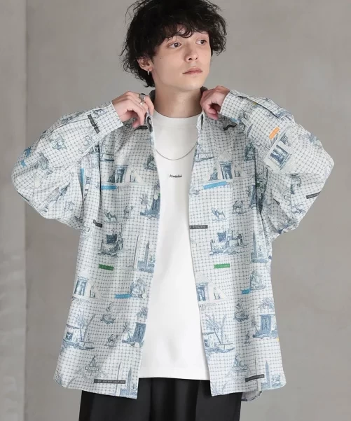 RAGEBLUE (M)PEソウガラPRTシャツLS
