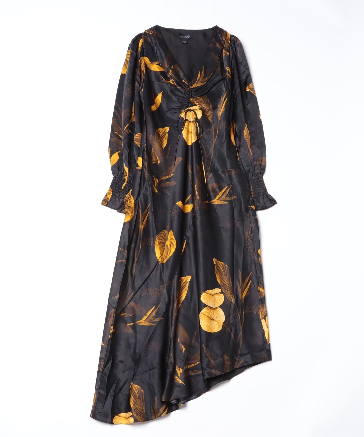 ALLSAINTS NAOMI SILK BLEND ARETHA PRINT MIDI DRESS
