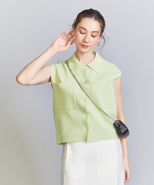 BEAUTY&YOUTH UNITED ARROWS コットンポリエステル ポロノースリーブニット