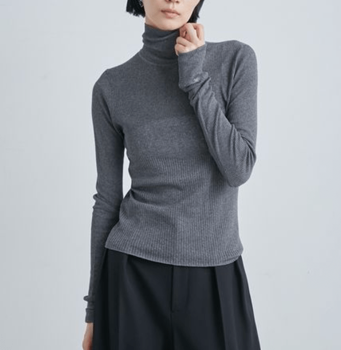 MIESROHE シアーリブタートルニット