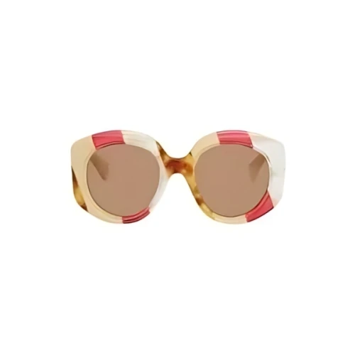 GUCCI ベージュ＆レッド オーバーサイズ ラウンドサングラス