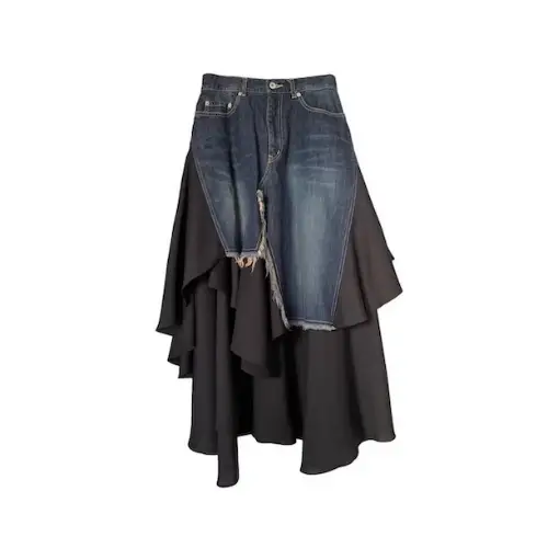 THE KEIJI HYBRID DENIM TIERED RUFFLE SKIRT SET