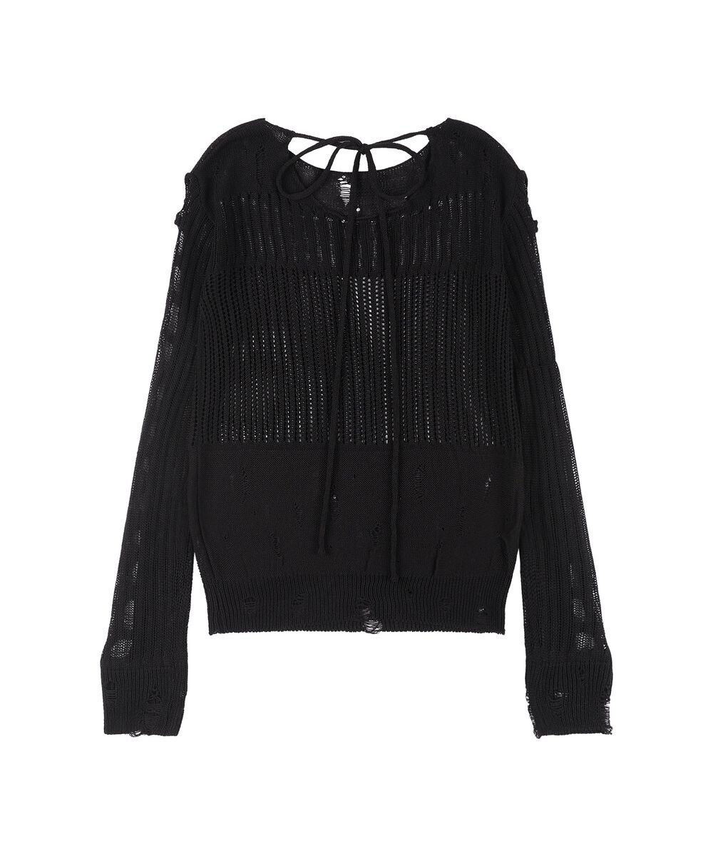 FANCY CLUB Two-way damage knit long sleeve (BLACK)