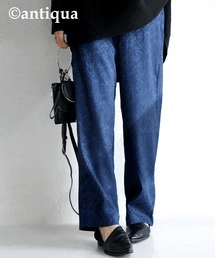 antiqua 織り柄 ストレートパンツ パンツ レディース ボトムス・pk-00797