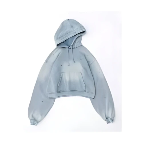 MAISON SPECIAL Denim-like Distressed Hoodie