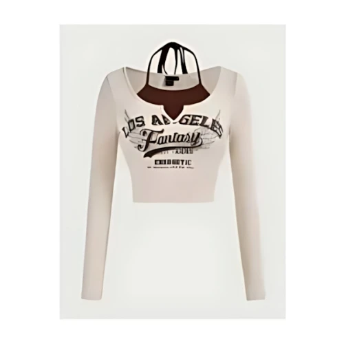 SHEIN SHEIN MOD 文字グラフィック ホルターネック 2 In 1 Tシャツ