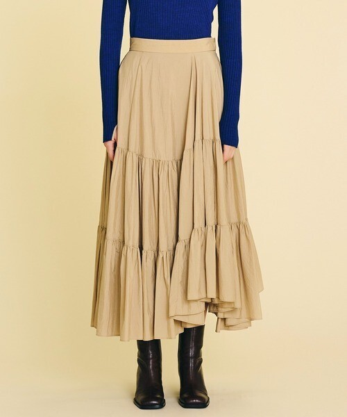 LANVIN en Bleu ウォッシュナイロンティアードスカート