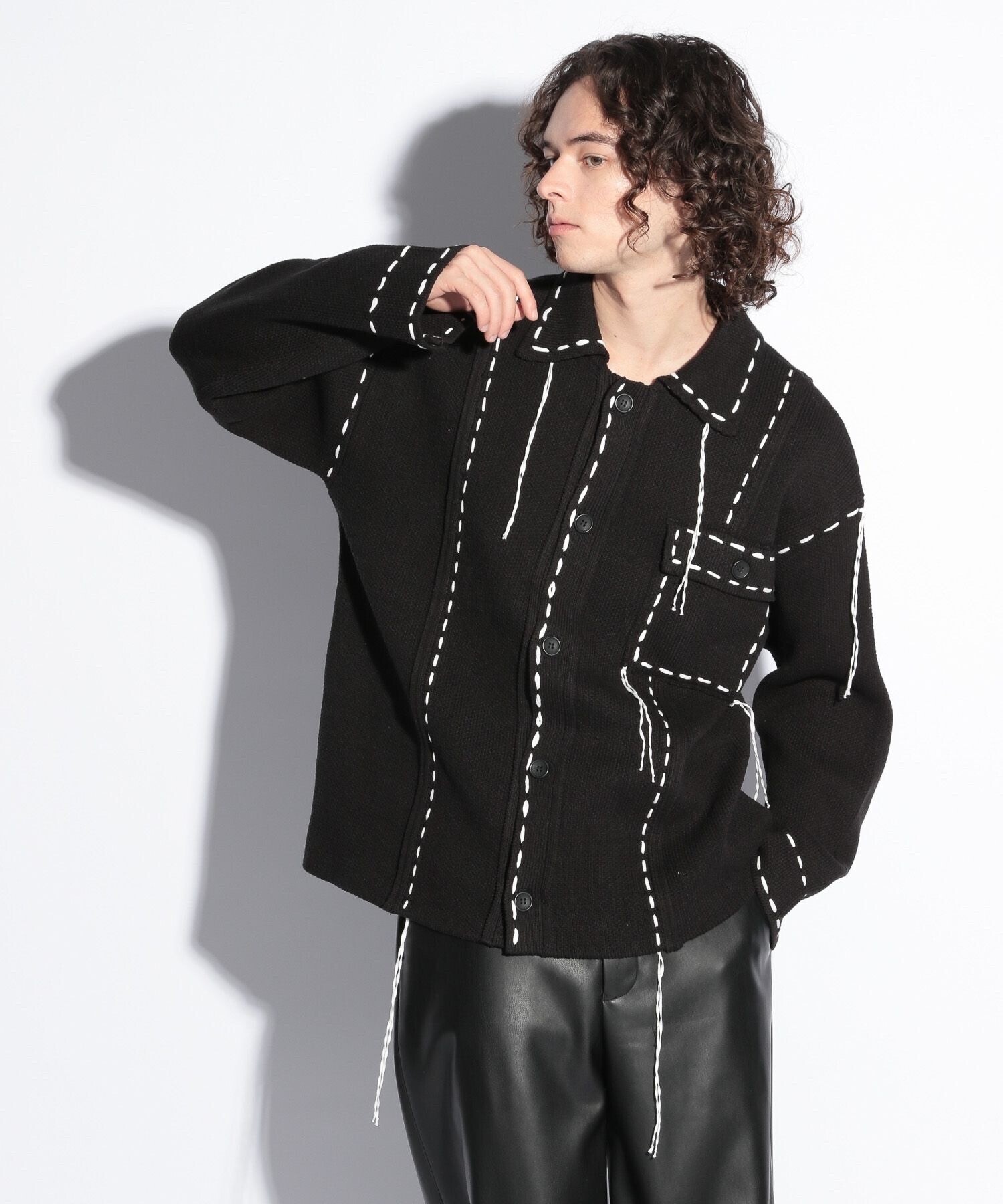 HARE ハンドステッチラインニットシャツ