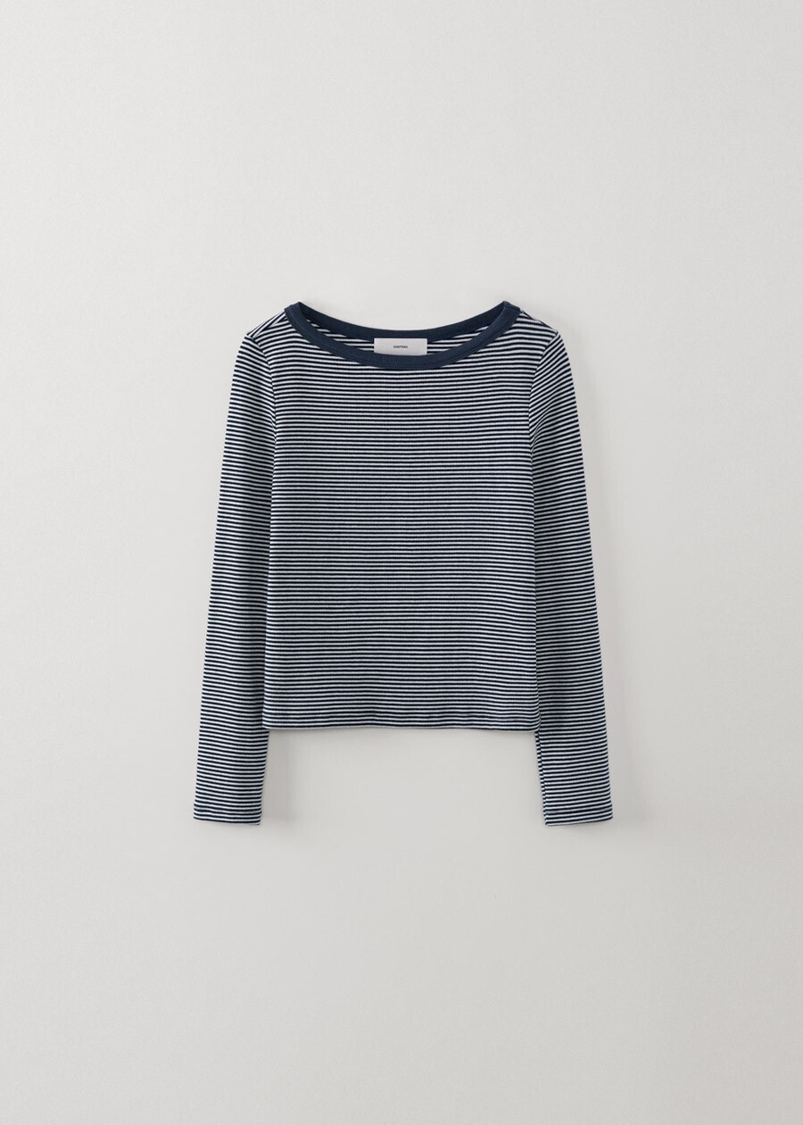 OHOTORO stripe boat neck top