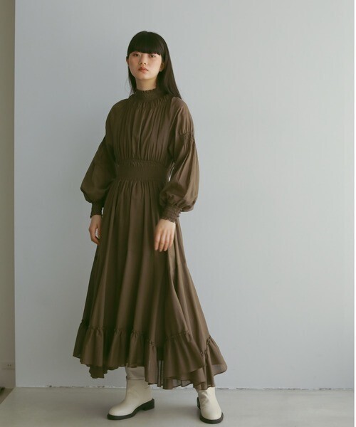 CASA FLINE ハイネックタックドレス