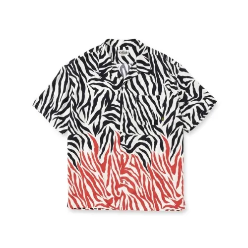 CALEE ZEBRA FLAME PATTERN S/S SH