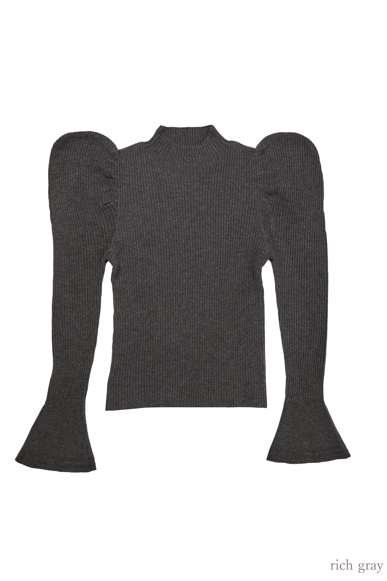 Her lip to Volume Sleeve Rib Knit Top