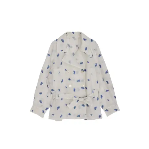 Ameri VINTAGE DOT FLOWER VEIL TRENCH