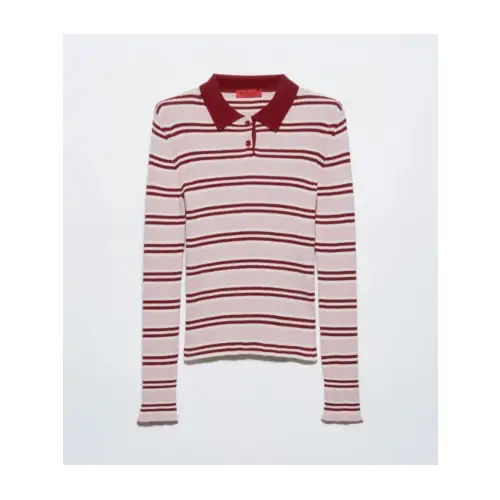 MAX & Co. ストライプ ポロネック ニット