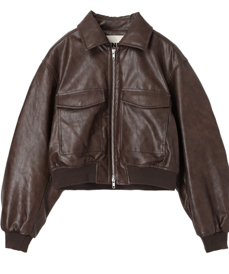 NKNIT synthetic leather padded short jacket