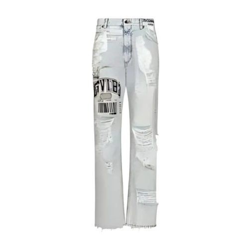 DOLCE & GABBANA OVERSIZE JEANS WITH RIPS, PRINT AND DGVIB3 PATCH