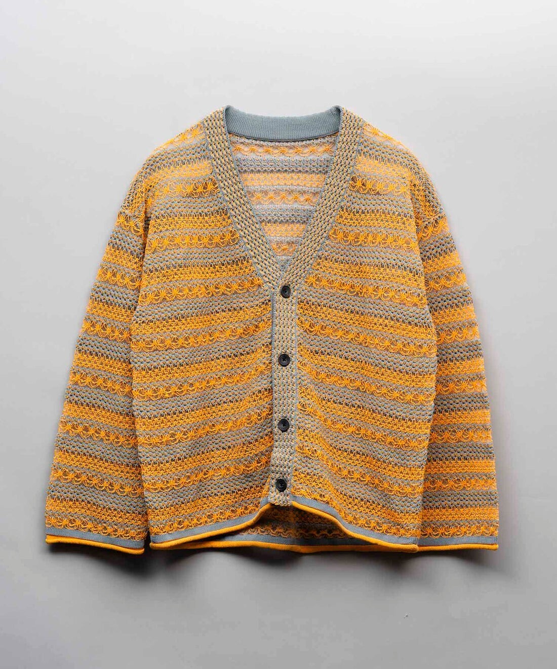 MAISON SPECIAL Prime-Over Sheer Border V-Neck Knit Cardigan