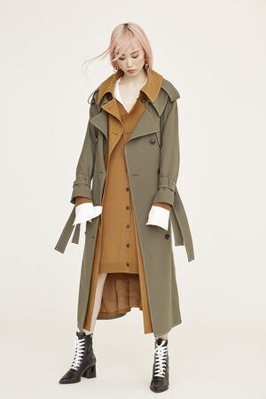 ADEAM Olive Green/Camel Doubled Trench