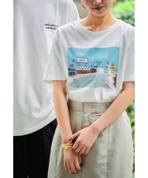 green label relaxing <Tatsumi Naoさんコラボ> LA イラスト プリント 半袖 Tシャツ