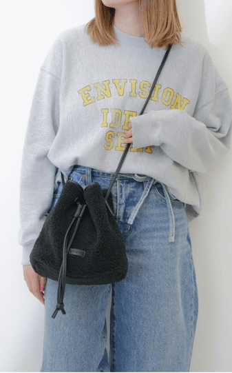 RICKERS 【Ungrid】トレンド　ボア×コーデュロイ 巾着ミニショルダーバッグ UNG-53430B
