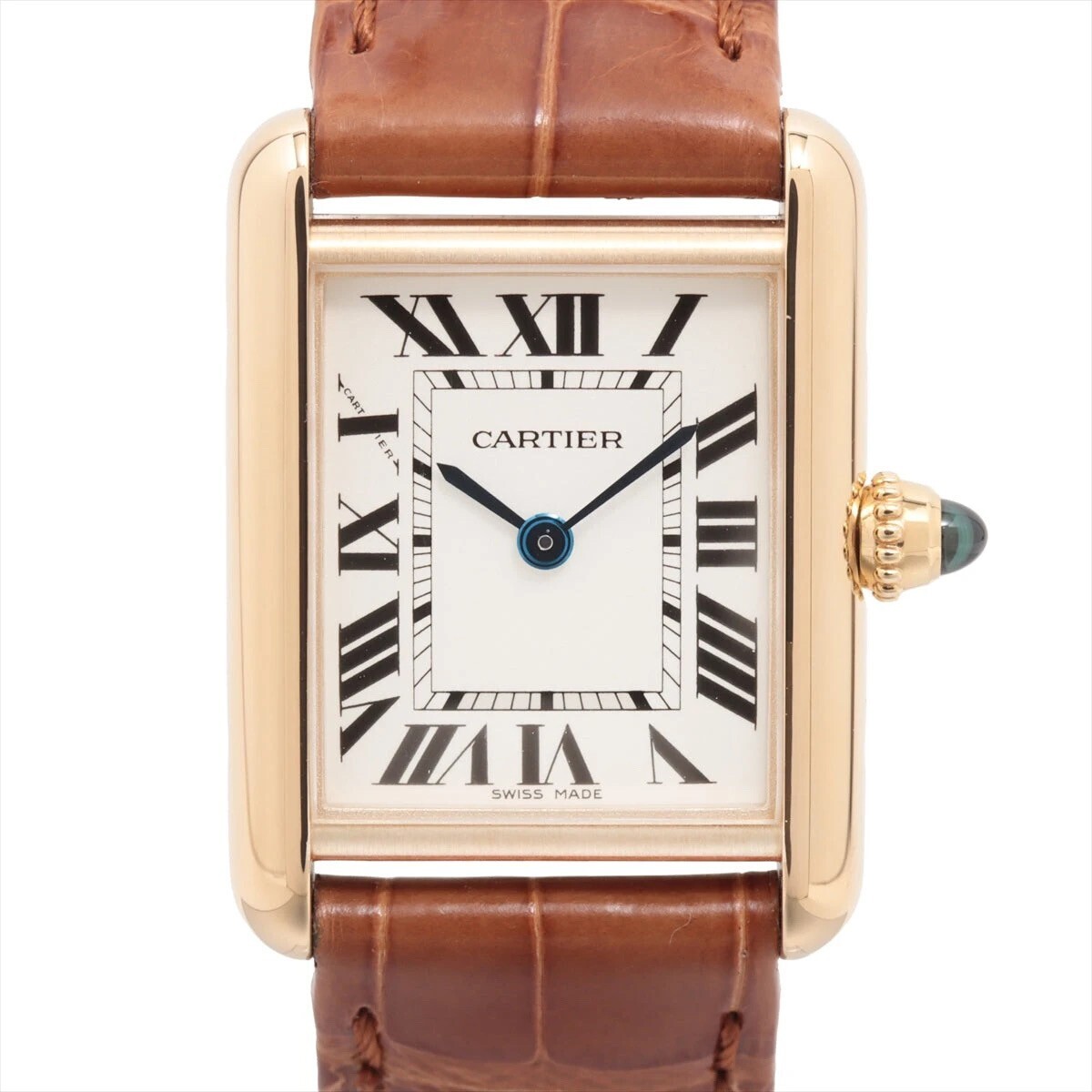 Cartier タンクルイSM W1529856 YG×革 QZ アイボリー文字盤