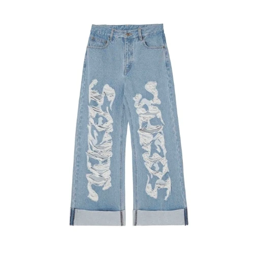 X-girl DISTRESSED ROLL UP DENIM PANTS