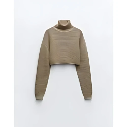 ZARA アシッドウォッシュ ニット クロップドセーター