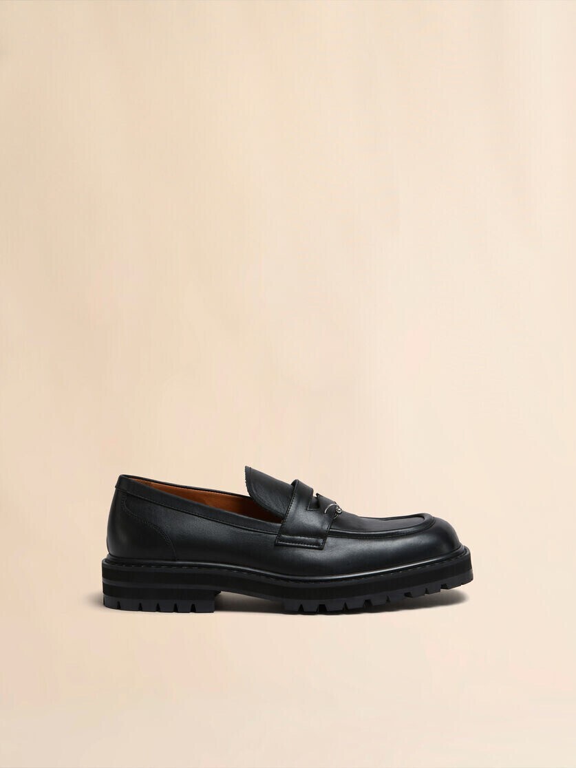 MARNI ブラック レザー製 Piercing 2.0 チャンキーローファー