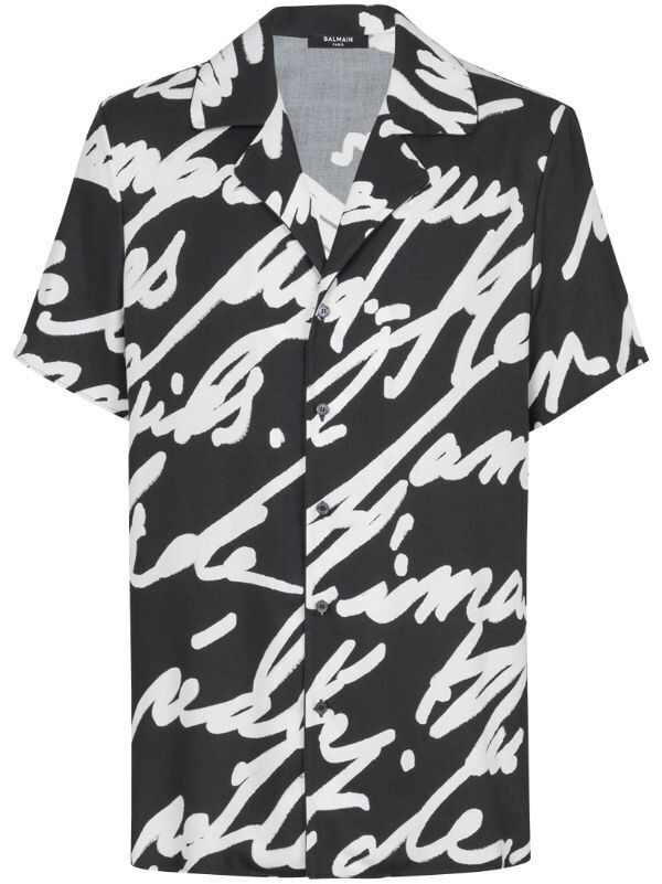 Balmain Twill Pyjama Shirt with Love Letter Print