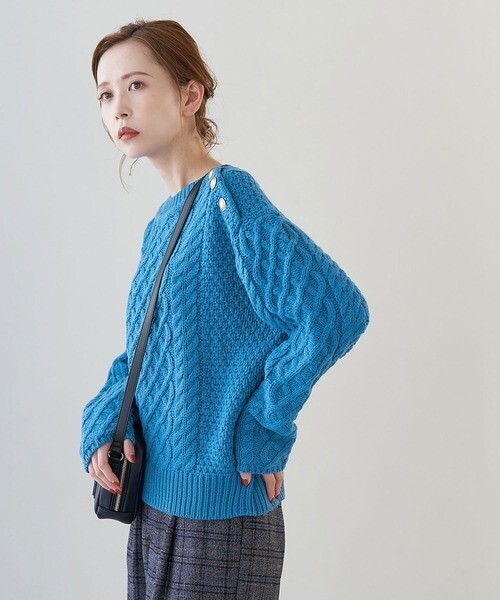 ROPE' PICNIC バンドンニットゴールド釦ケーブルプルオーバー