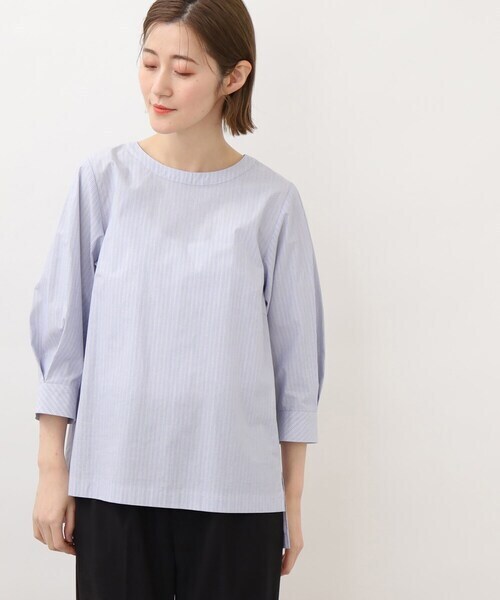 grove ストライプバックタックブラウス