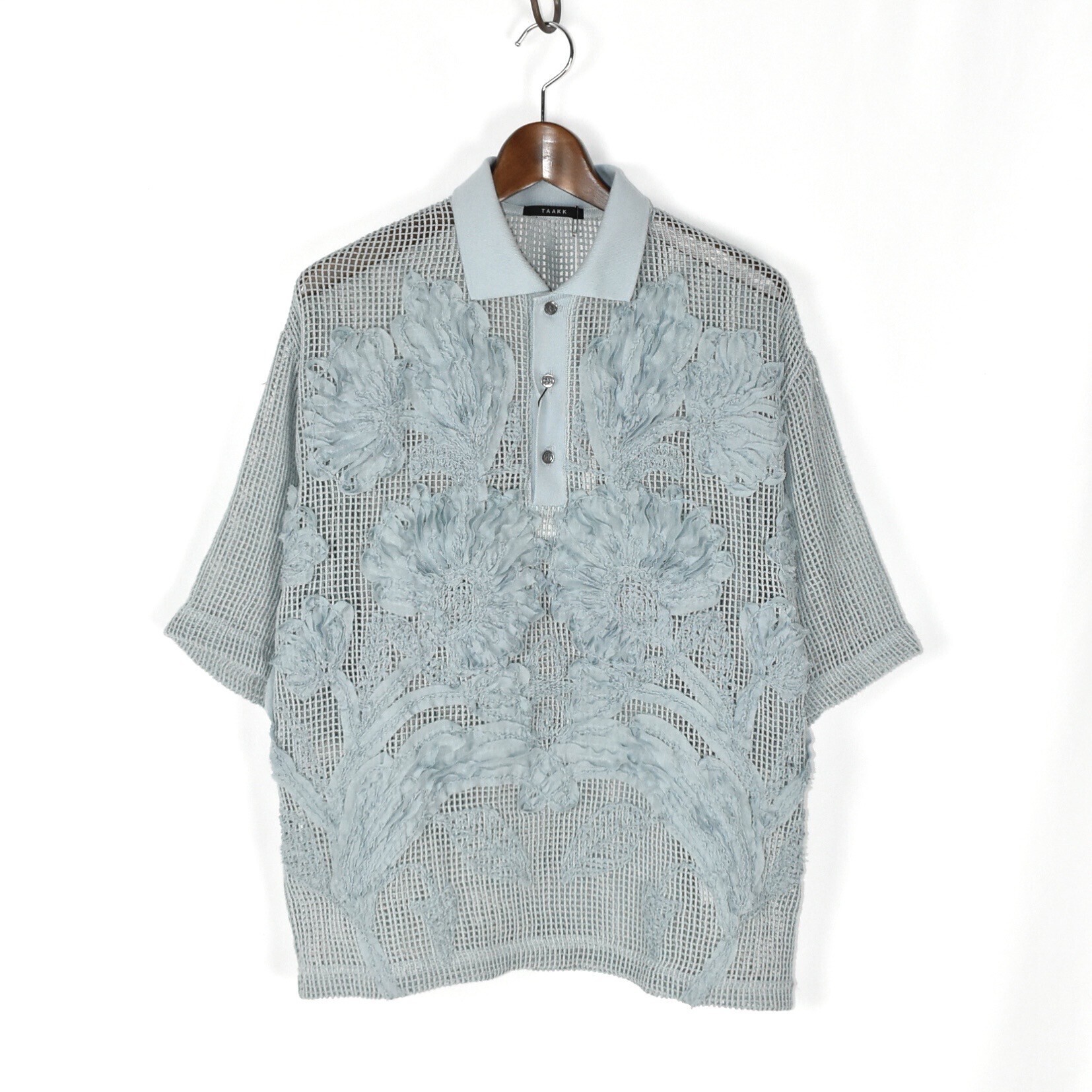 TAAKK MESH EMBROIDERY POLO SHIRTS BLUE