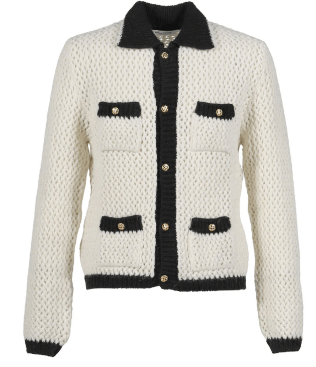 ERNEST W. BAKER CROCHET CONTRAST POCKET CARDIGAN