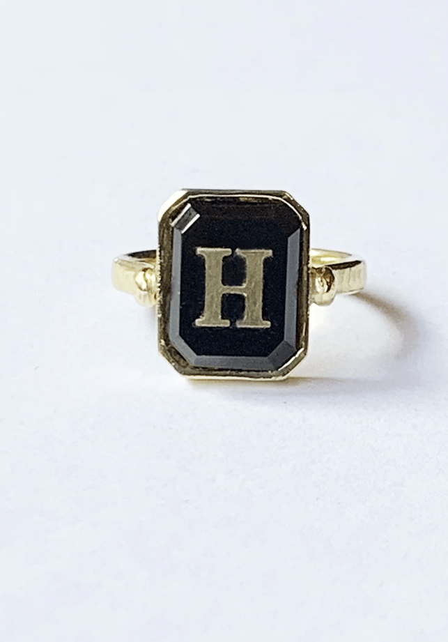 GIGI Initial onyx ring