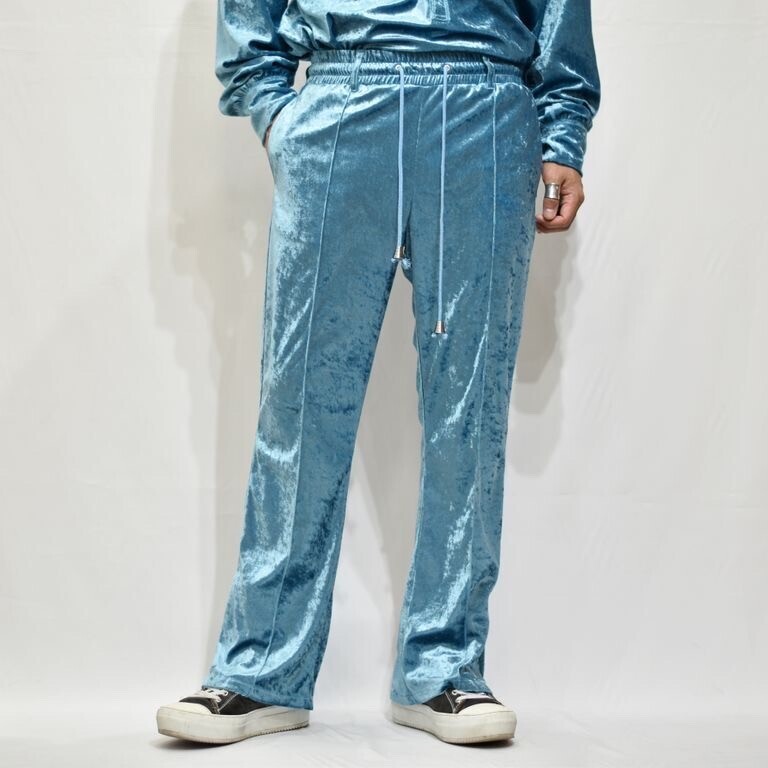 el conductorH CRUSHED VELOURS JERSEY TROUSERS (BLU)